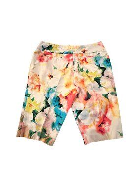 Worthington Women Abstract Floral Chino Modern Fit Shorts Size 10